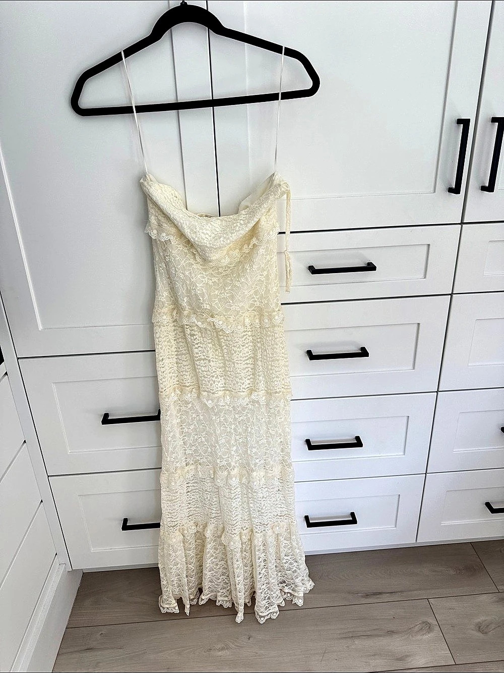 Thirty Elegant Tiered Ruffled Lace Maxi Dress Ivory Lace Maxi Dress in